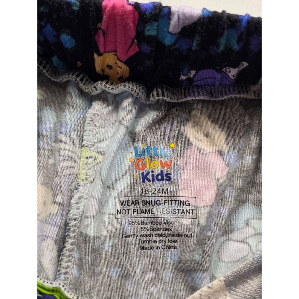 Little Glow Kids 18-24M Bamboo Hooded Pajama Shorts Set Monster Print - Picture 8 of 9